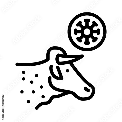 anthrax outline icon. cow virus black line illustration.