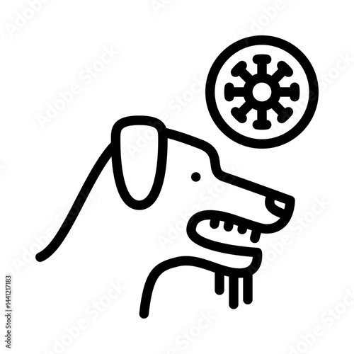 rabies virus outline icon. dog rabies black line illustration.