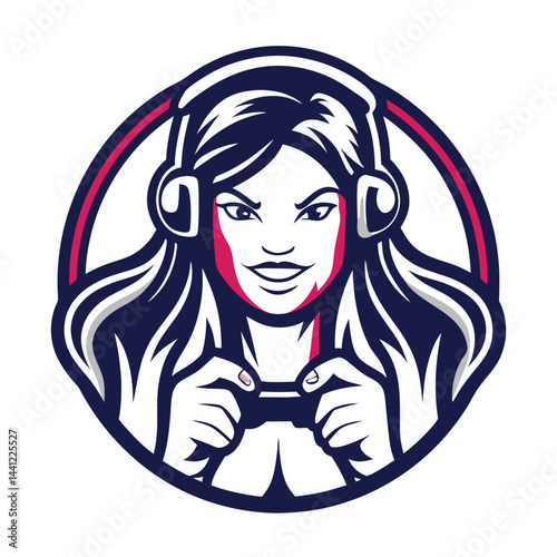 Female gamer with headphones and controller (1)