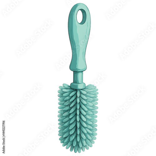 Baby Bottle Brush Vector – Soft Bristles, Ergonomic Handle, Realistic Isolated