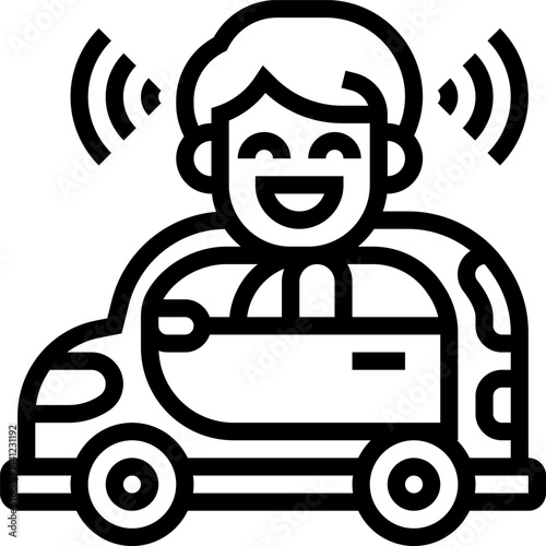 driverless car illustration on a white background     