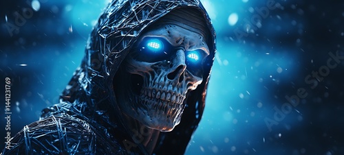 grim reeper in Delfts Blauw,ai generative
