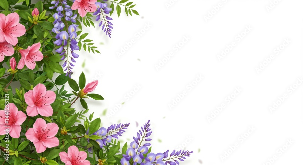 美しいつつじの花のイラスト