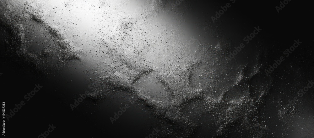 Fototapeta premium dark textured surface with rough uneven patches illuminated partially by soft light creating a mysterious and moody atmosphere