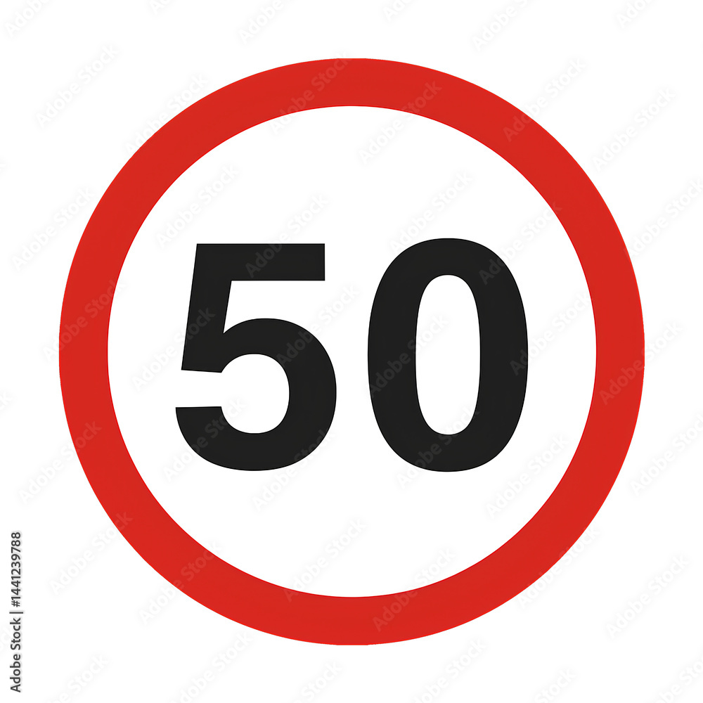 A traffic sign indicating a speed limit of 50 kilometers per hour. A traffic sign indicating a speed limit of 50 kilometers per hour.