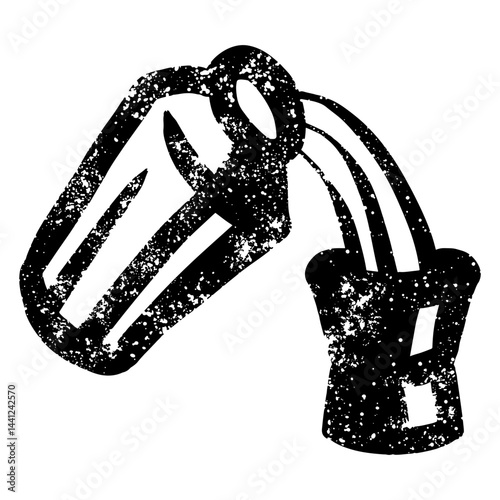 Silhouette of cocktail shaker pouring drink into jigger bartending tool with grunge texture