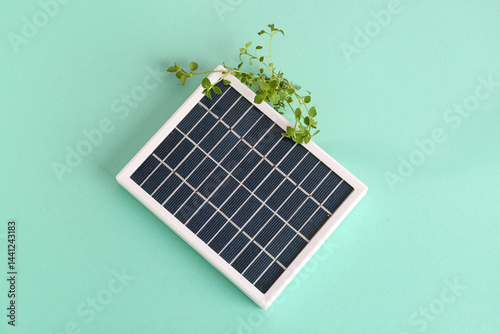 Solar panel with leaves on ...