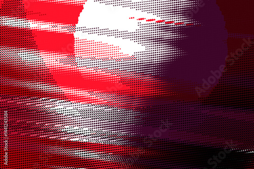 Retro-futuristic abstract halftone dots pattern background, perhaps resembling a sci-fi planet in space.