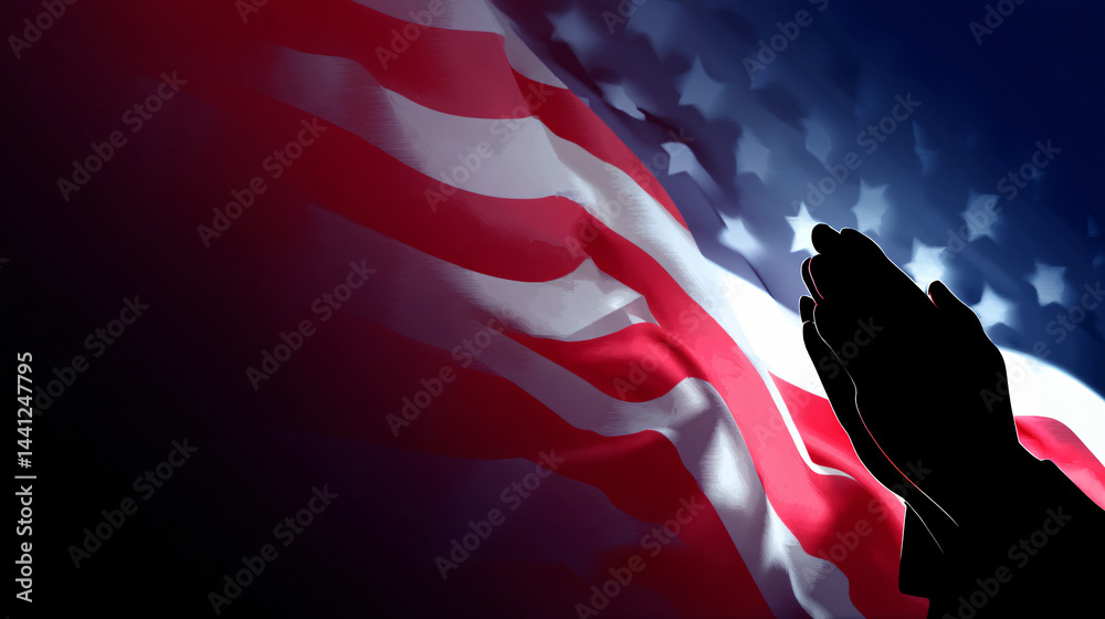 National Day of Prayer in United States. First Thursday in May - Card, banner, and background. Vector illustration