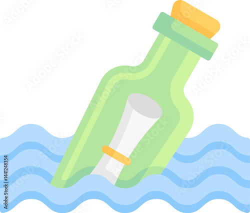 message in a bottle illustration on a white background     