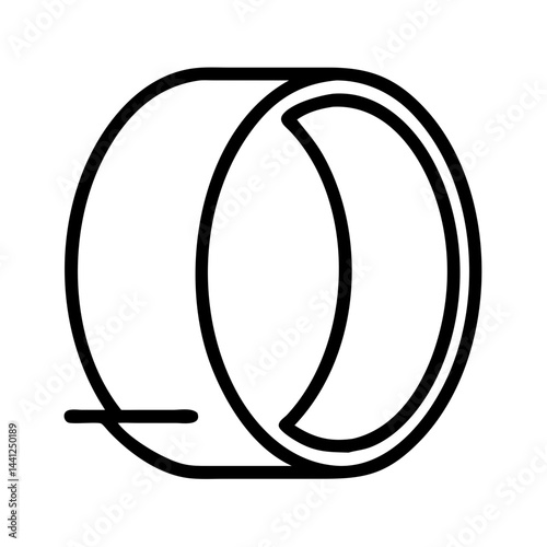 Minimalist black sound ring icon in flat vector outline style, circular vibration or meditation symbol, isolated on white background for yoga and wellness concepts