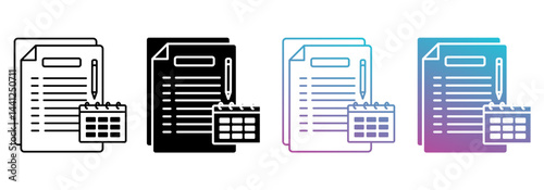 Task planning best icon sheet with line, glyph, gradient multistyle collection of elements for design