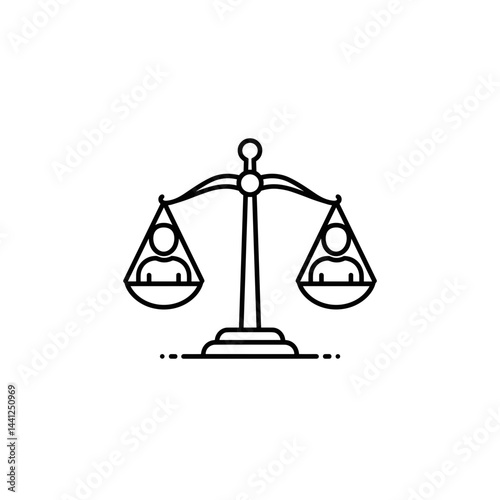 Legal dispute resolution concept with balanced scales  