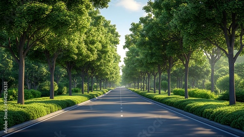 Wallpaper Mural Scenic Tree Lined Road With Lush Greenery And Sunlight High Resolution Image Torontodigital.ca