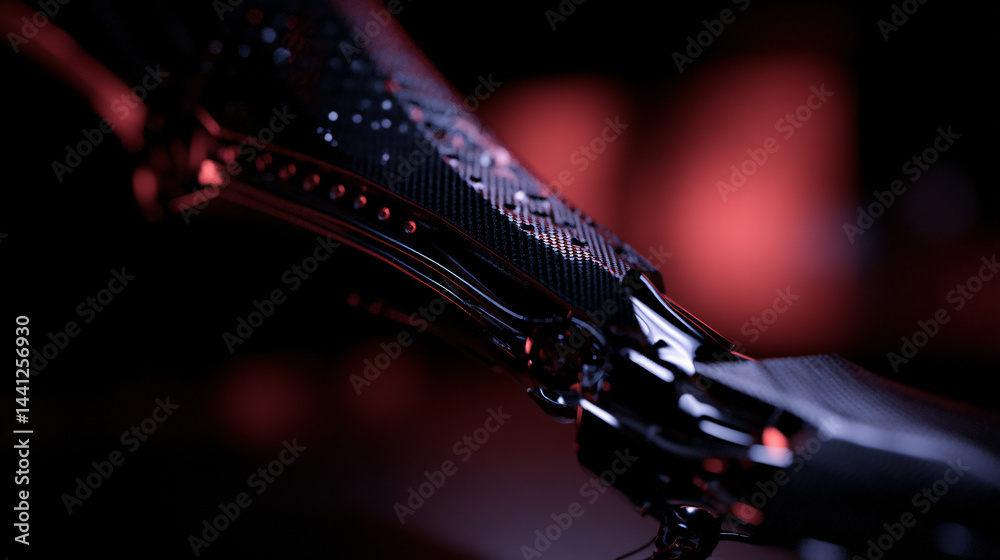 Futuristic cybernetic leg with sleek hybrid design and high-tech features.