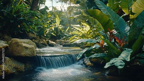 Tropical Waterfall Garden Oasis