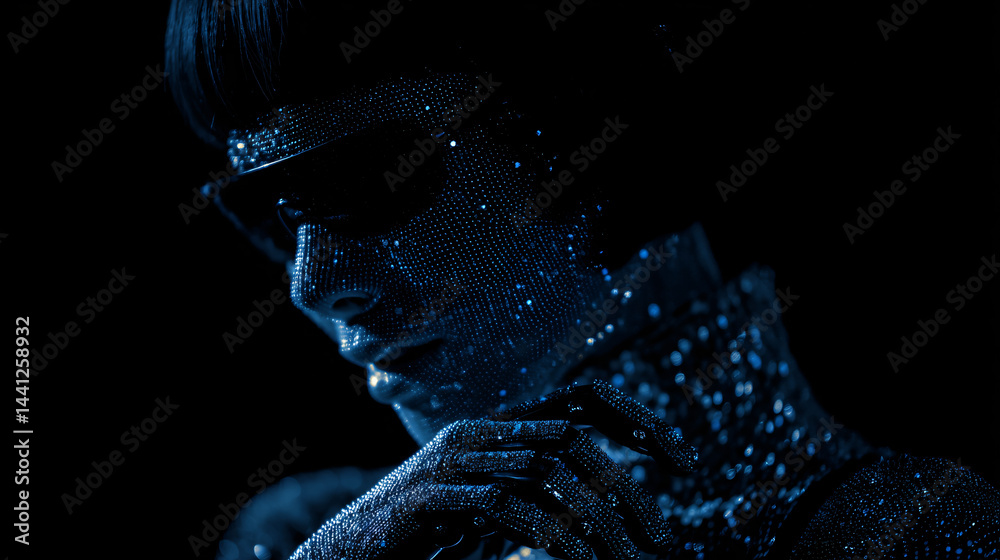 Futuristic woman with AI features