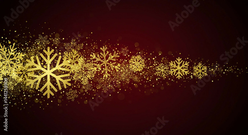 Christmas card with gold snowflakes pattern