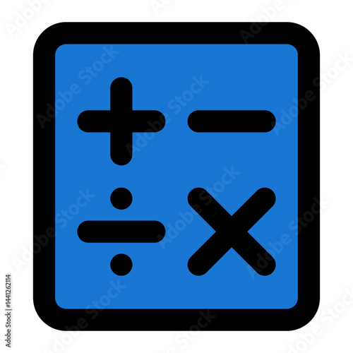 Symbol set illustrating basic mathematical operations for educational materials, apps, or websites.