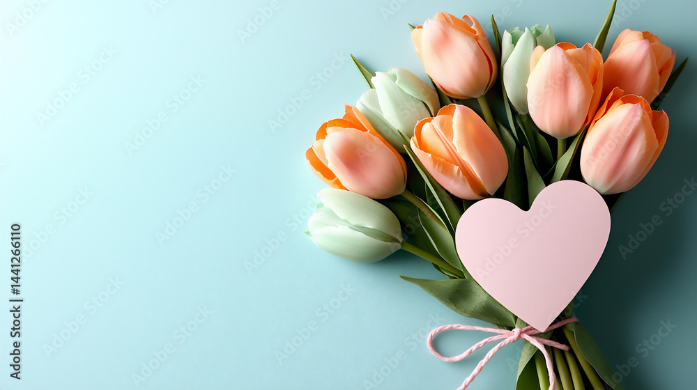 Fototapeta premium soft pastel tulips paper