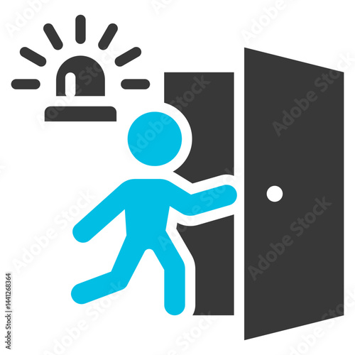 Evacuation Glyph Blue Grey Icon