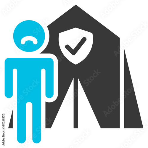 Refugee Glyph Blue Grey Icon