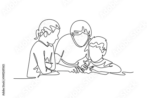  Neighbor sharing concept. Single line draw design. Vector graphic illustration