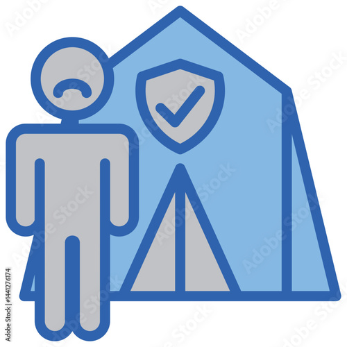 Refugee Blue White Icon