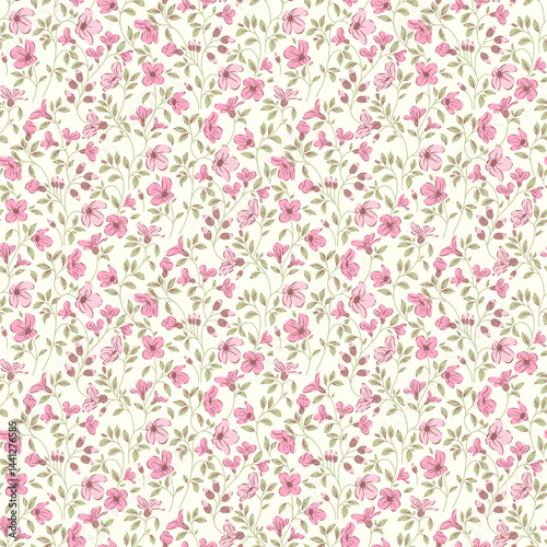 Flower pattern, ditsy floral seamless pattern. Small little flower background. Repeat pattern. Ditsy print. Botanic surface design. Ditsy floral flower pattern for fashion, fabric, wrapping, decor