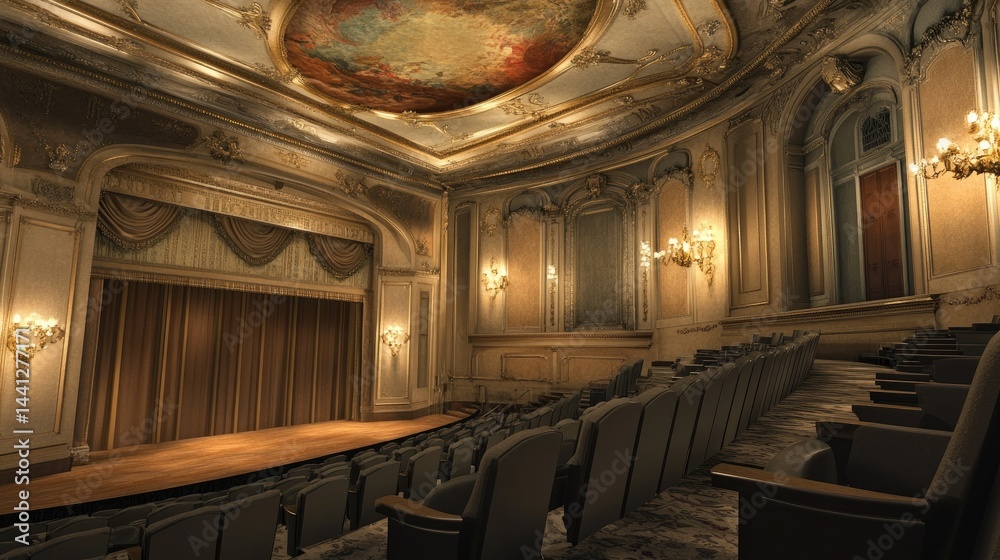 Fototapeta premium Magnificent Grand Theater: A Digital Rendering of Opulent Architectural Design