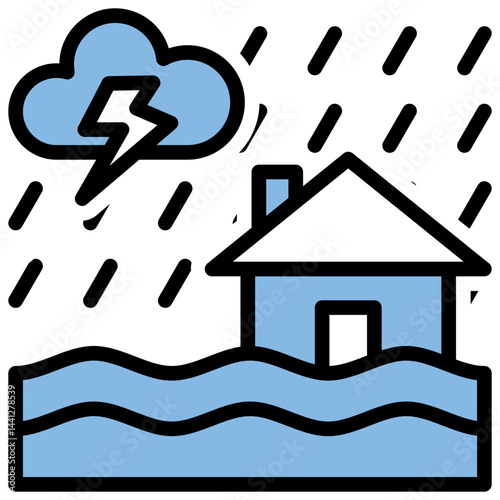 Flood Blue Black Icon
