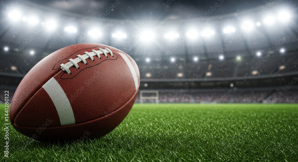American Football on Stadium Grass: Night Game Ready American Football on Stadium Grass: Night Game Ready