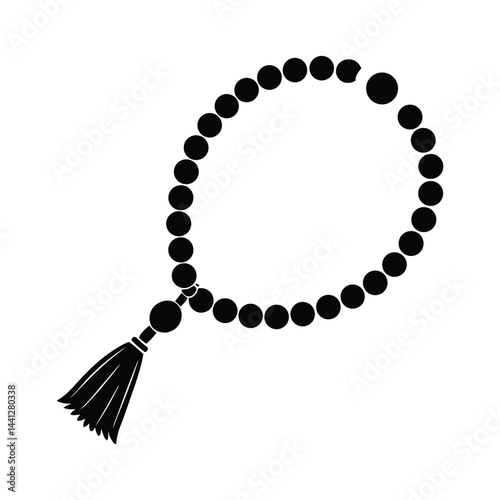 Black silhouette of a string of prayer beads vector Art & Illustration