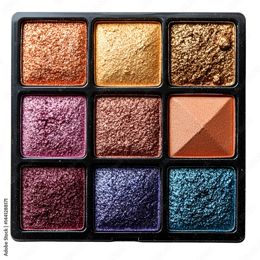 Fototapeta premium Metallic Eyeshadow Palette Shimmering Colors Makeup Beauty