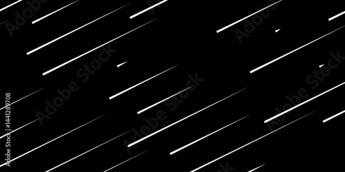 An abstract geometric pattern featuring random diagonal lines on a black background. The design is monochrome with a minimalistic outline style, creating a trendy, modern, and dynamic texture.