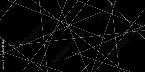 An abstract geometric pattern featuring random diagonal lines on a black background. The design is monochrome with a minimalistic outline style, creating a trendy, modern, and dynamic texture.