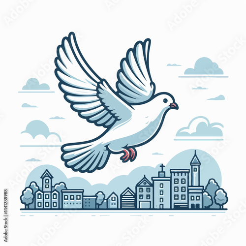 flying dove cartoon vector illustration