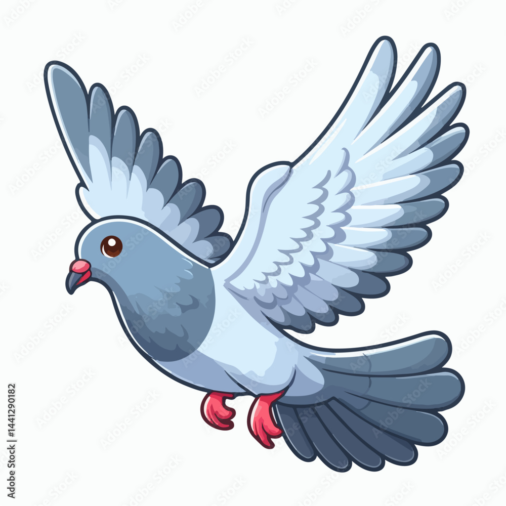 Obraz premium flying dove cartoon vector illustration