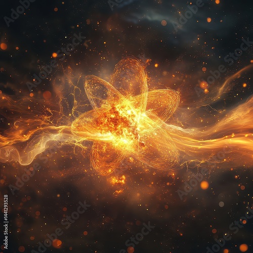 Vibrant Cosmic Explosion with Fiery Energy and Swirling Particles
