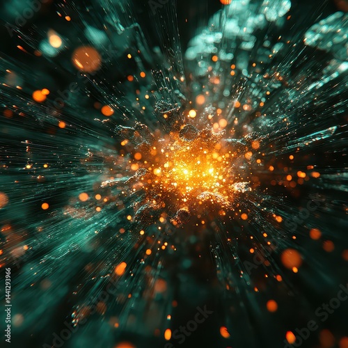 Vibrant Abstract Explosion of Light and Color in Dark Background