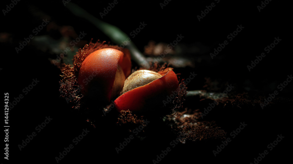 Guarana fruit seeds from the Amazon Rainforest captured in conceptual photography showcasing nature's wonders.