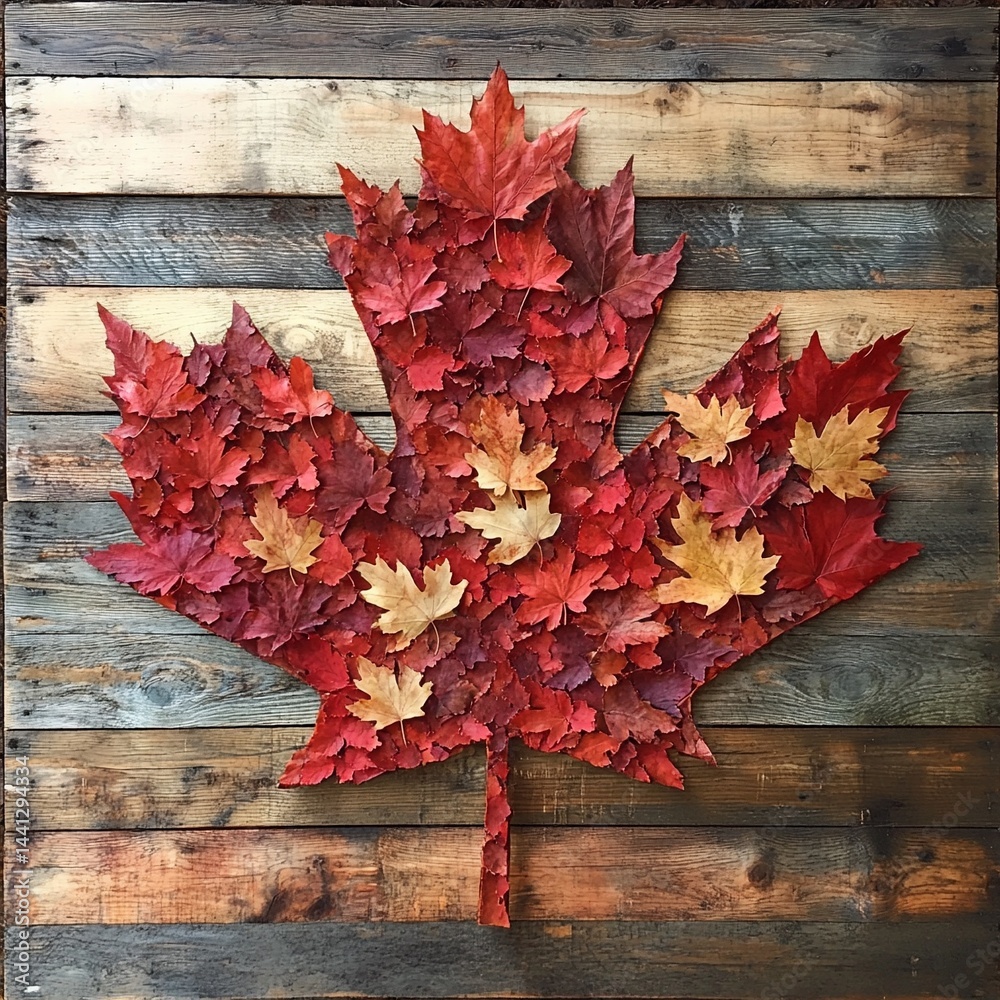 Obraz premium Real maple leaves made of Canadian Flag