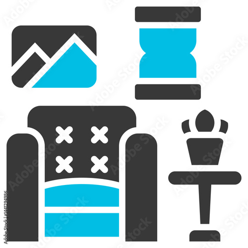 Lounge Glyph Blue Grey Icon