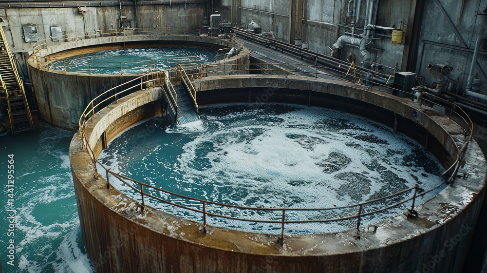 Fototapeta premium Innovative Water Recycling Solutions in Industrial Facility with Adaptive Technology Demonstration