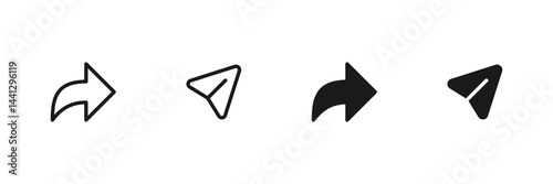 Share icon set. Arrow symbol, Reply send forward icons button. Send message icon