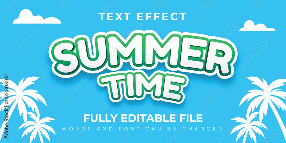 Summer Time Blue And White Text Effect Design Summer Time Blue And White Text Effect Design