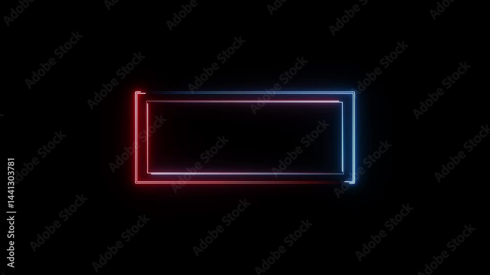 Abstract neon light double rectangle frame animation background. 4k video Abstract neon light double rectangle frame animation background. 4k video