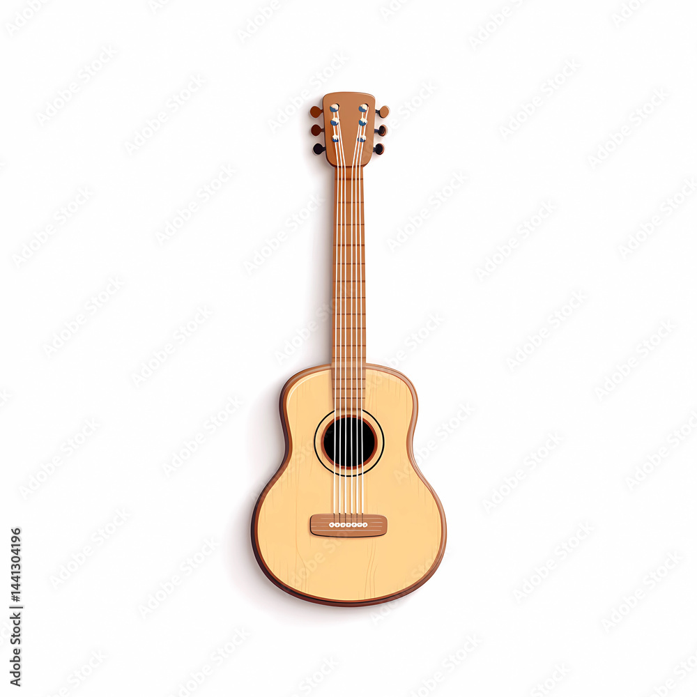 Guitar icon, vector illustration with a white background, simple design, cute style, minimalism, 3D rendering, front view, Guitar icon, vector illustration with a white background, simple design, cute style, minimalism, 3D rendering, front view,