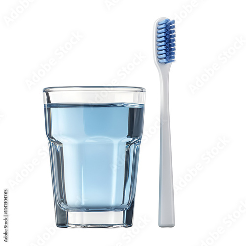 Toothbrush and Glass of Water Fresh and Clean
