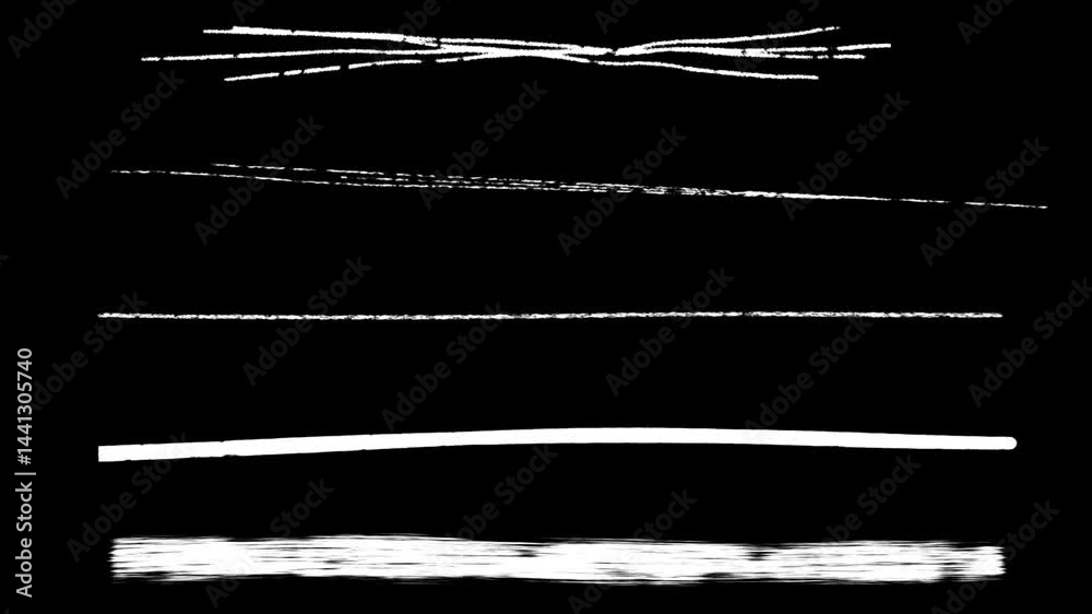 This clip features 22 animated scribbles, lines, and paper scratch elements for compositing in your videos or mixed media animations. Each element plays for three seconds, at 7 frames per second.